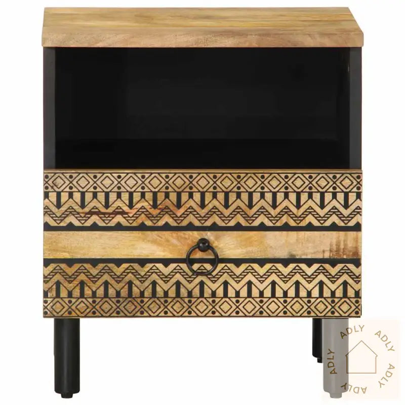 Nattbord 2 Stk Svart 40X33X46 Cm Grovt Heltre Mangotre