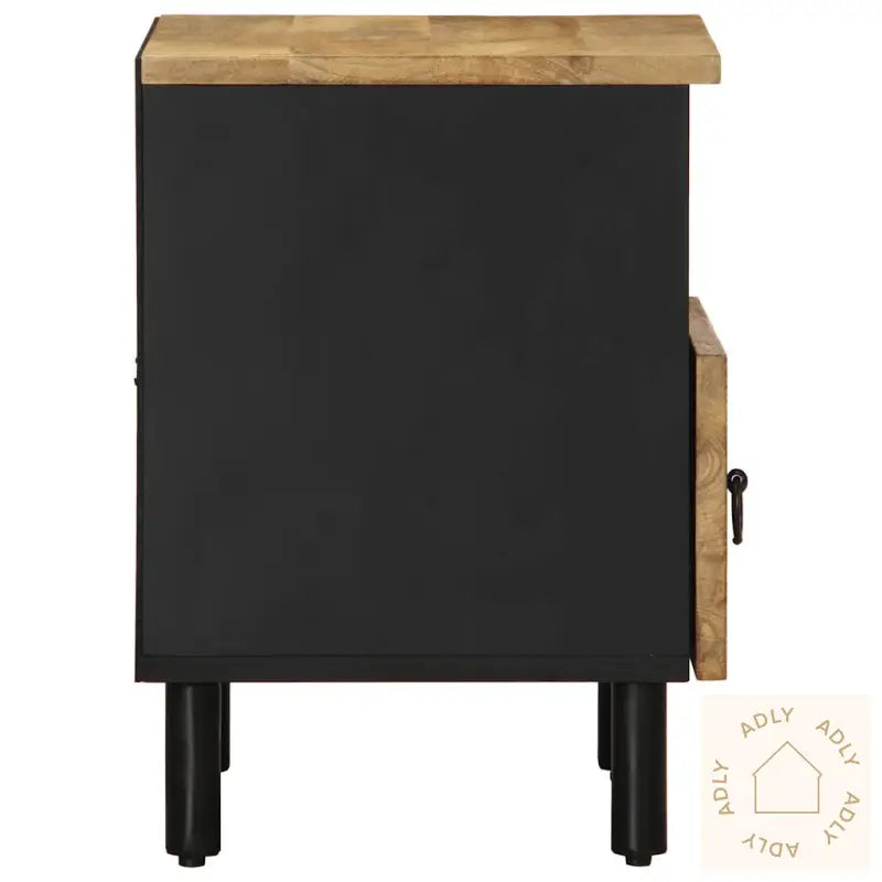 Nattbord 2 Stk Svart 40X33X46 Cm Grovt Heltre Mangotre