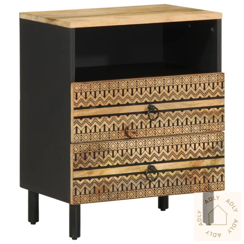 Nattbord Svart 50X33X62 Cm Grovt Heltre Mangotre