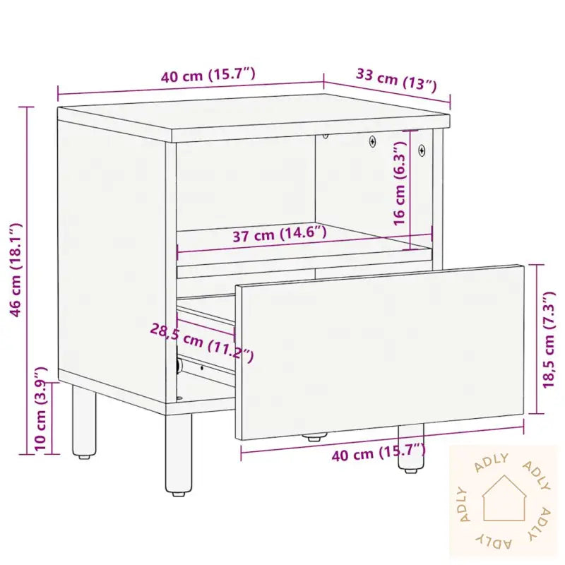 Nattbord 2 Stk Svart 40X33X46 Cm Grovt Heltre Mangotre