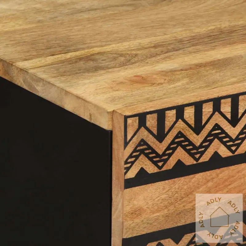 Nattbord Svart 50X33X60 Cm Grovt Heltre Mangotre
