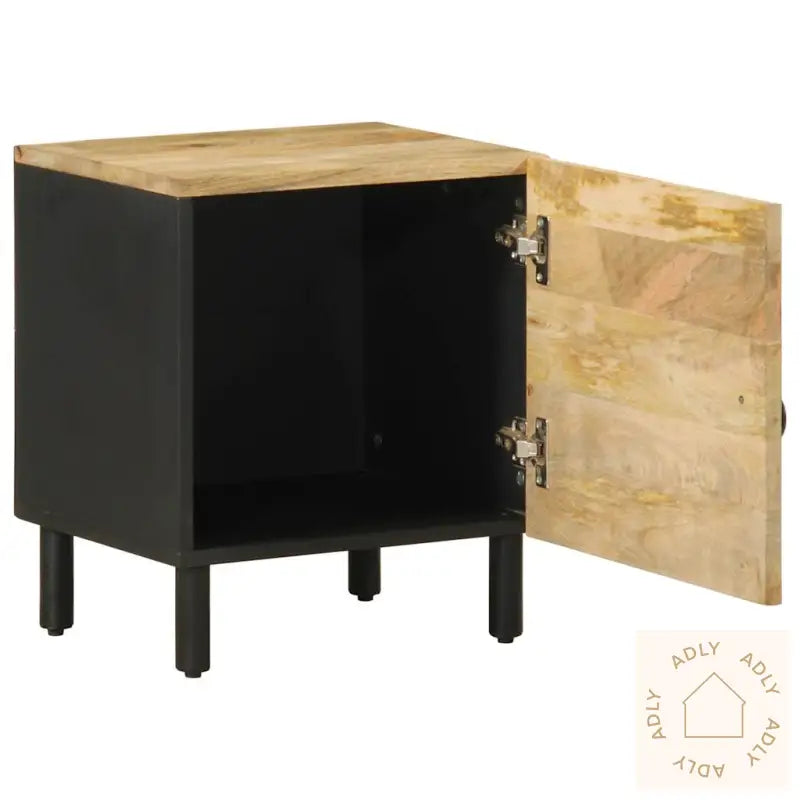 Nattbord 2 Stk Svart 40X33,5X46 Cm Grovt Heltre Mangotre