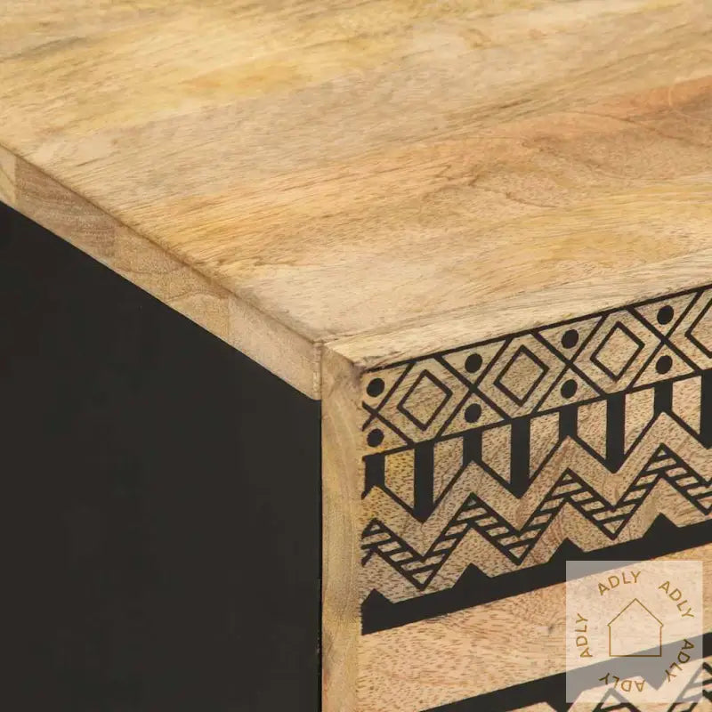 Nattbord Svart 40X33,5X46 Cm Grovt Heltre Mangotre