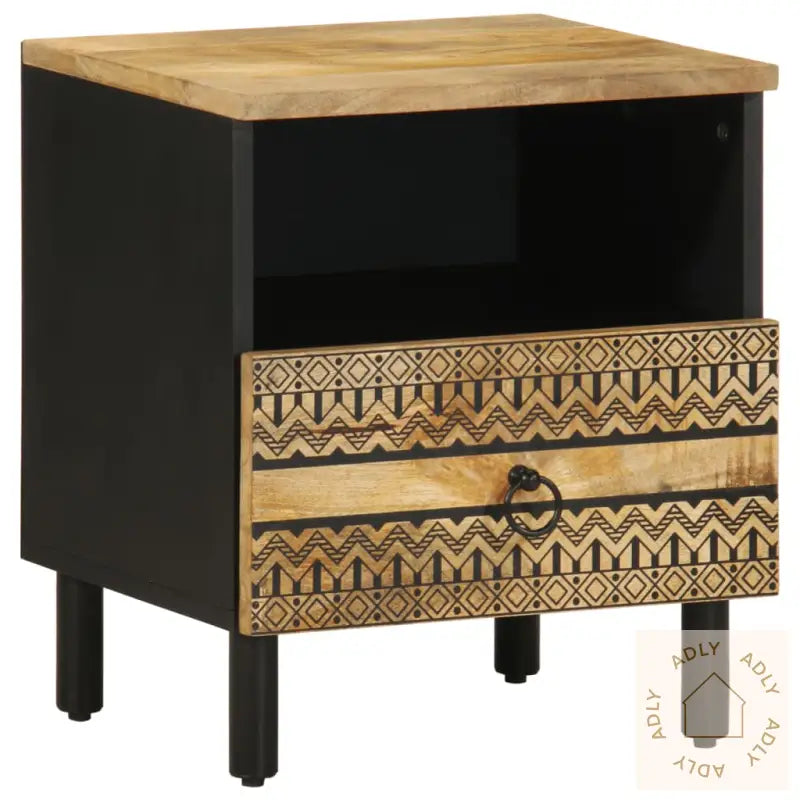Nattbord Svart 40X33X46 Cm Grovt Heltre Mangotre