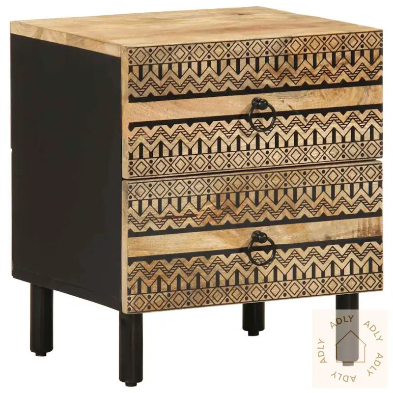 Nattbord Svart 40X33,5X46 Cm Grovt Heltre Mangotre