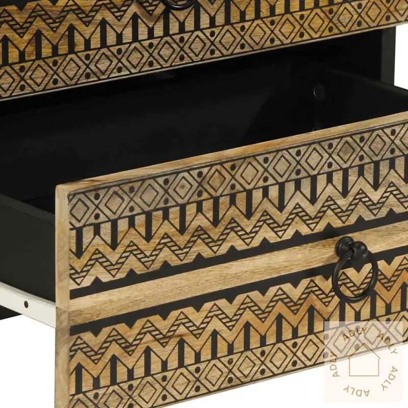 Nattbord Svart 50X33X62 Cm Grovt Heltre Mangotre