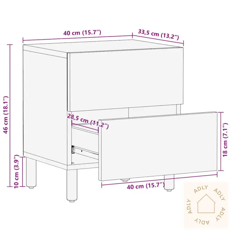 Nattbord Svart 40X33,5X46 Cm Grovt Heltre Mangotre