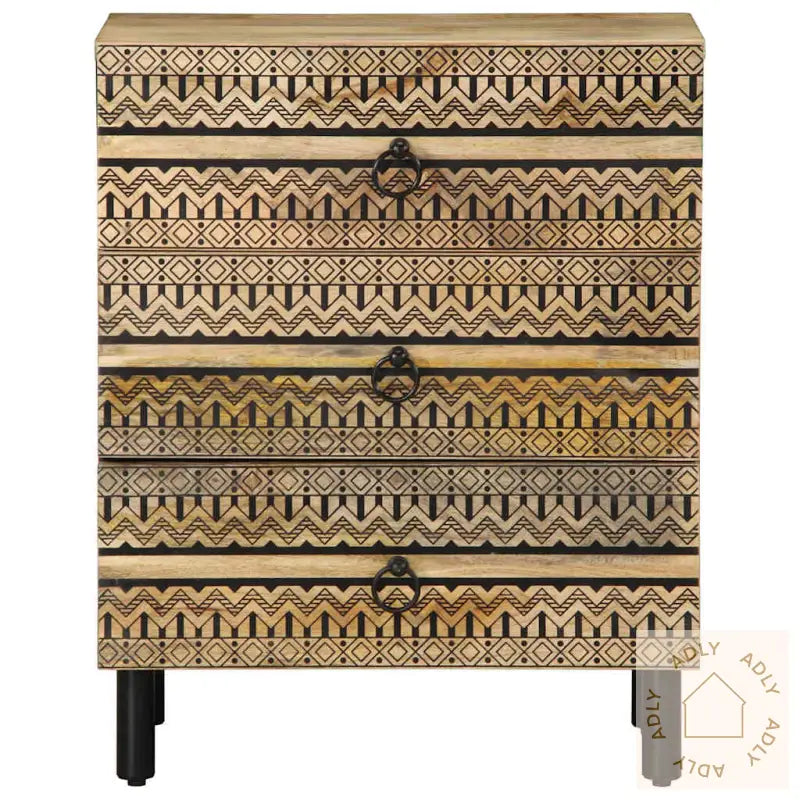 Nattbord Svart 50X33X62 Cm Grovt Heltre Mangotre