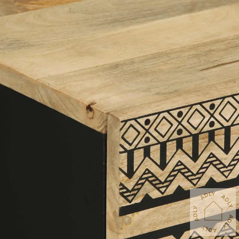 Nattbord Svart 50X33X62 Cm Grovt Heltre Mangotre