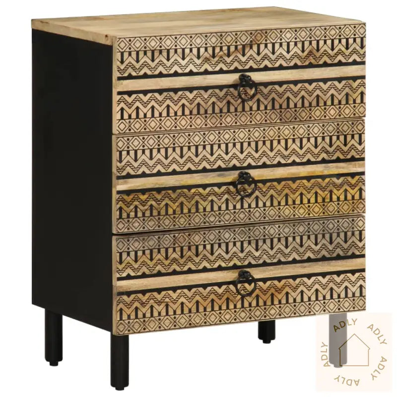 Nattbord Svart 50X33X62 Cm Grovt Heltre Mangotre