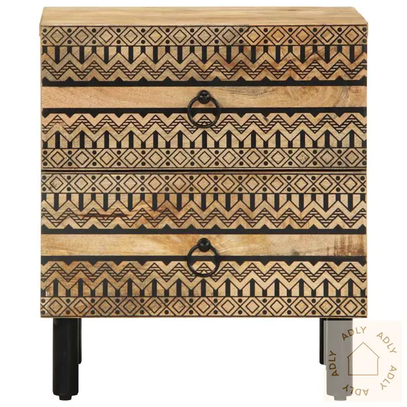 Nattbord Svart 40X33,5X46 Cm Grovt Heltre Mangotre