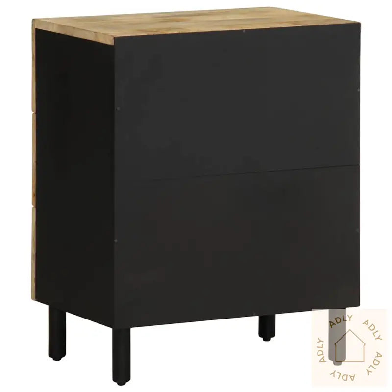 Nattbord Svart 50X33X62 Cm Grovt Heltre Mangotre