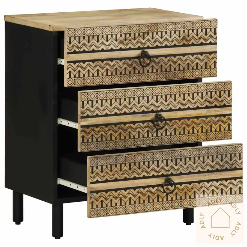 Nattbord Svart 50X33X62 Cm Grovt Heltre Mangotre