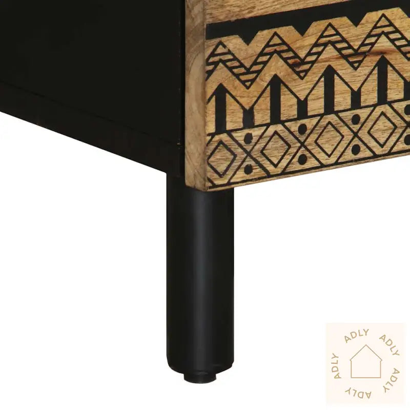 Nattbord Svart 50X33X62 Cm Grovt Heltre Mangotre