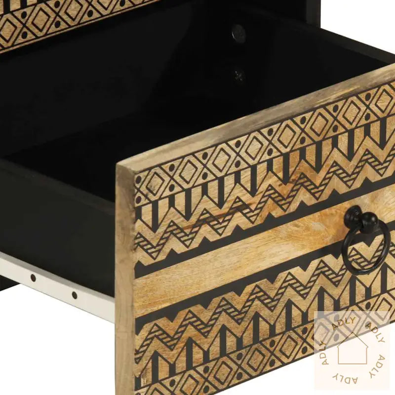 Nattbord Svart 40X33,5X46 Cm Grovt Heltre Mangotre