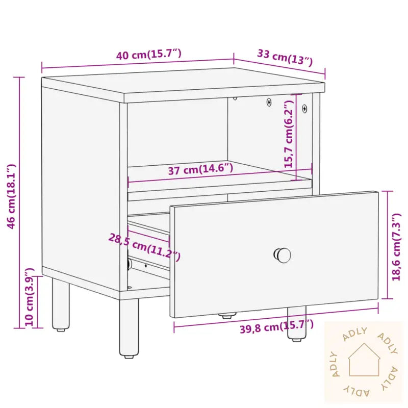 Nattbord 2 Stk 40X33X46 Cm Heltre Akasie