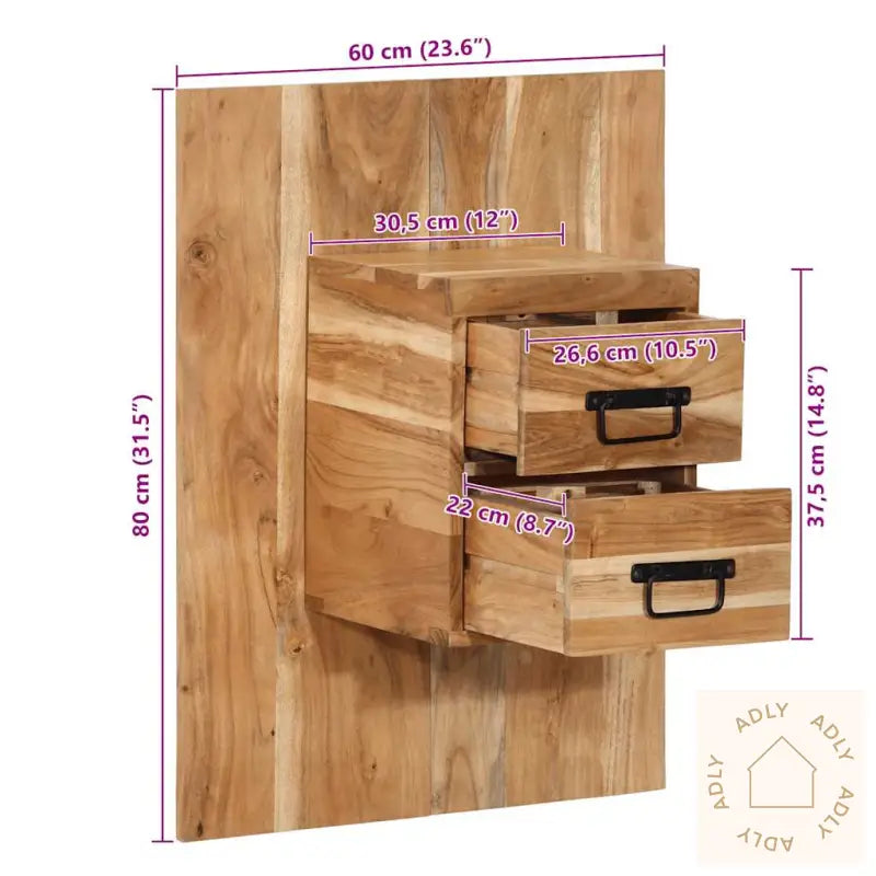Nattbord 60X32X80 Cm Heltre Akasie