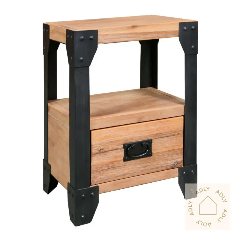 Nattbord 2 Stk Heltre Akasie Stål 40X30X54 Cm