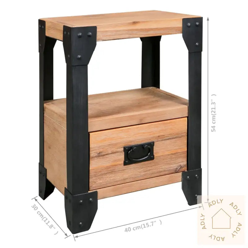 Nattbord 2 Stk Heltre Akasie Stål 40X30X54 Cm