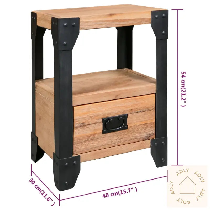 Nattbord Heltre Akasie Stål 40X30X54 Cm