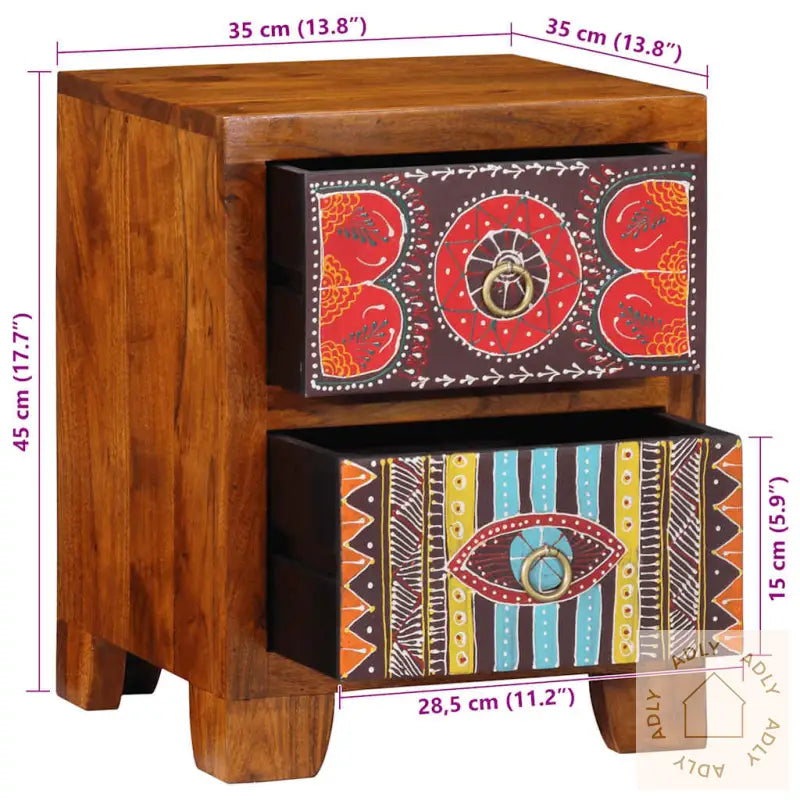 Nattbord 35X35X45 Cm Heltre Akasie