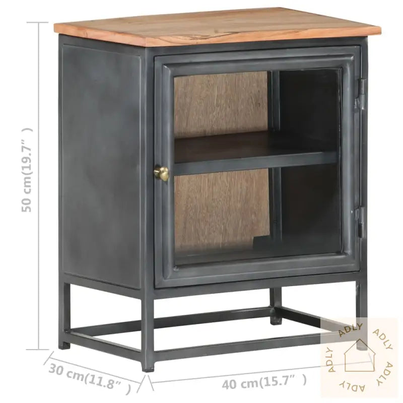 Nattbord Grå 40X30X50 Cm Heltre Akasie