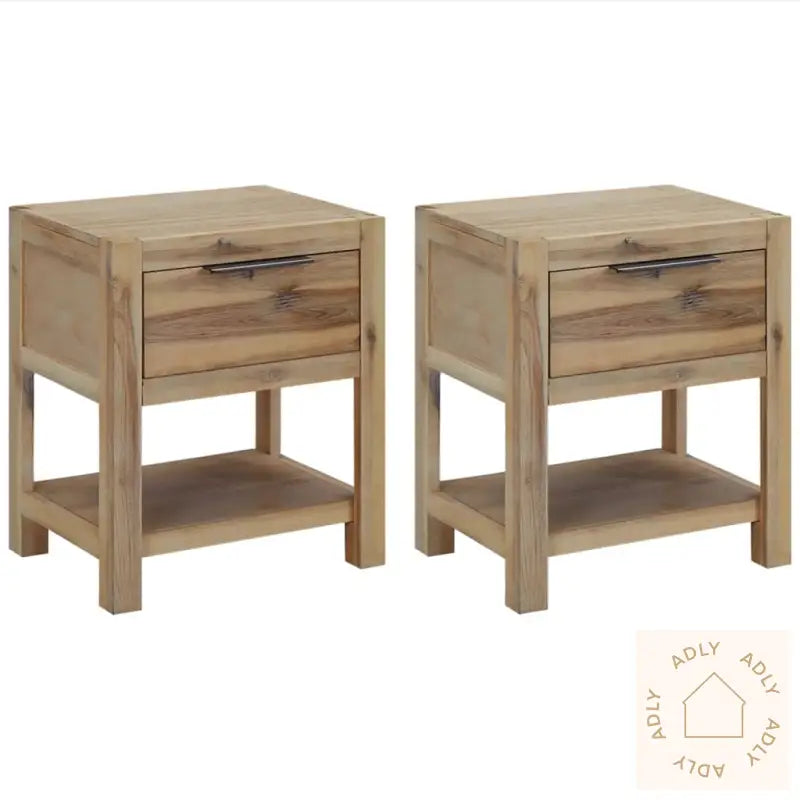Nattbord Med Skuffer 2 Stk 40X30X48 Cm Heltre Akasie
