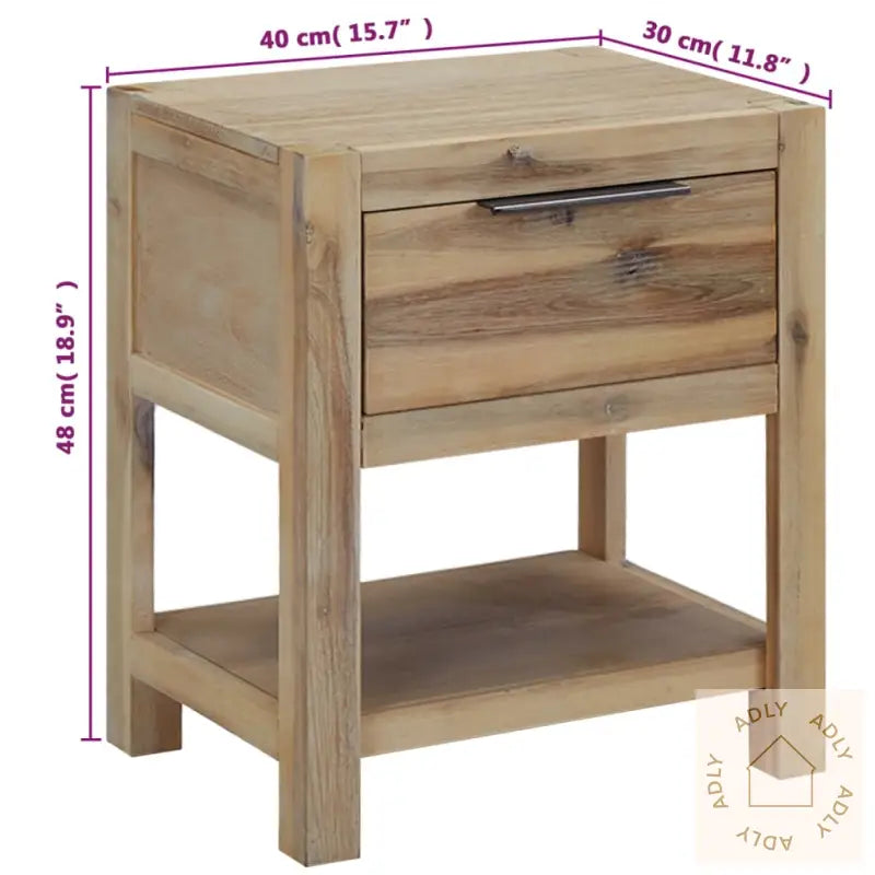 Nattbord Med Skuffer 2 Stk 40X30X48 Cm Heltre Akasie
