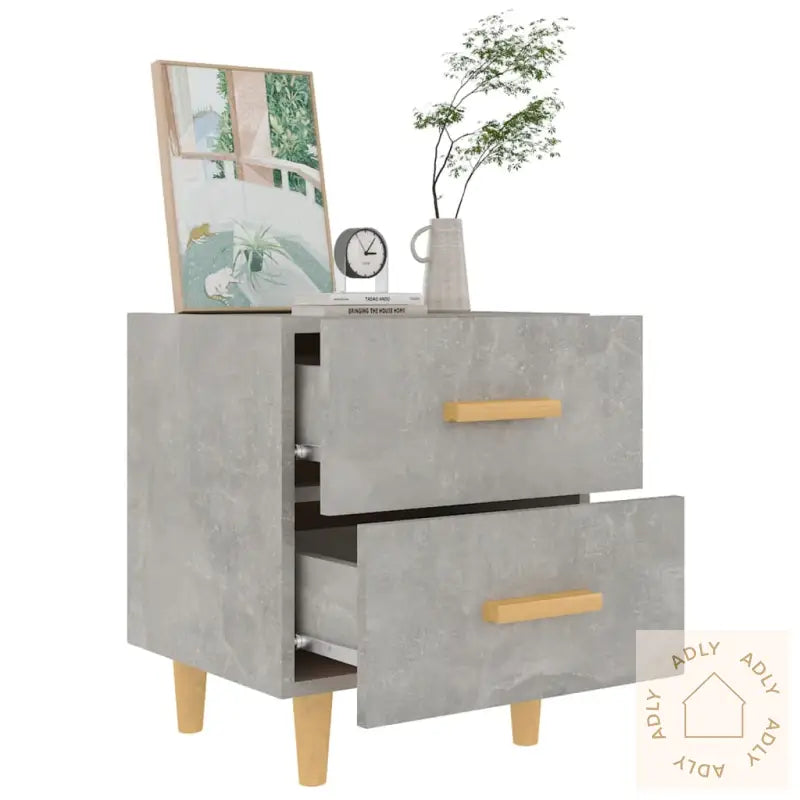 Nattbord 2 Stk Betonggrå 40X35X47,5 Cm