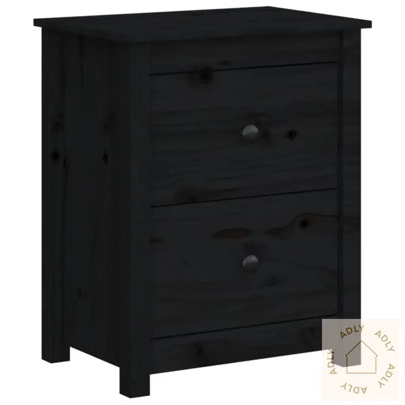 Nattbord 2 Stk Svart 50X35X61,5 Cm Heltre Furu