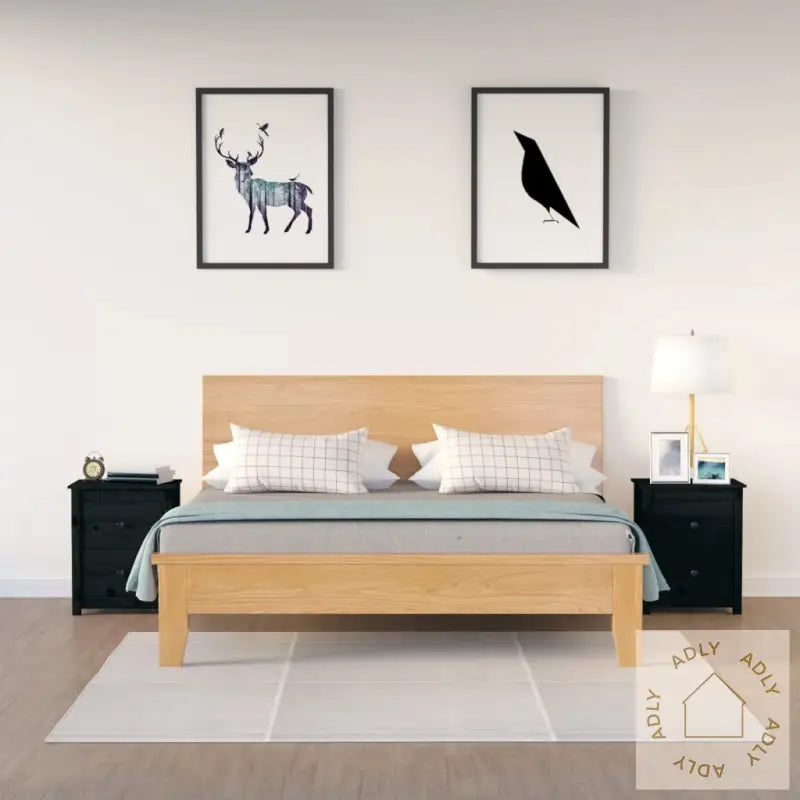 Nattbord 2 Stk Svart 50X35X61,5 Cm Heltre Furu