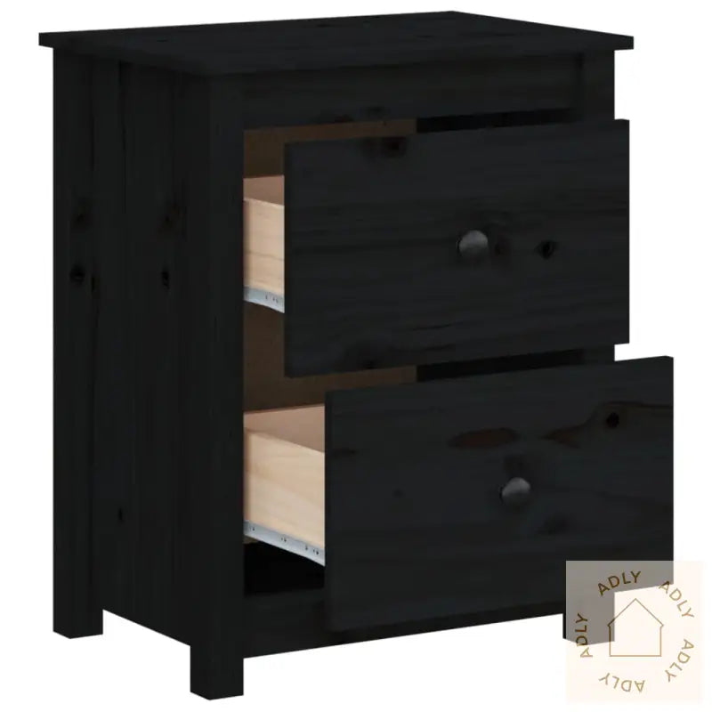 Nattbord 2 Stk Svart 50X35X61,5 Cm Heltre Furu
