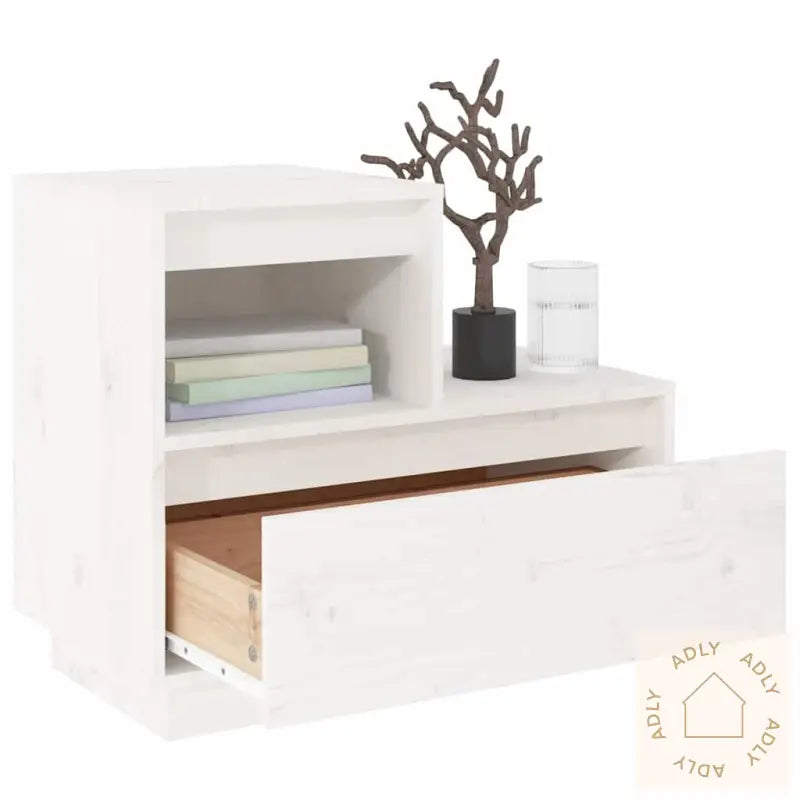 Nattbord Hvit 60X34X51 Cm Heltre Furu