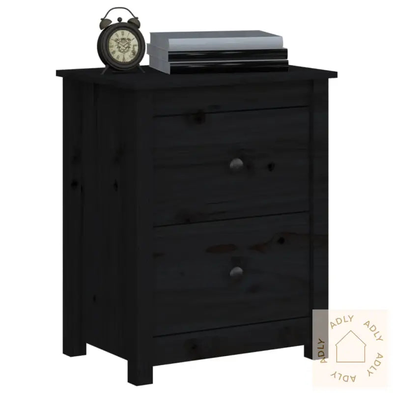 Nattbord 2 Stk Svart 50X35X61,5 Cm Heltre Furu