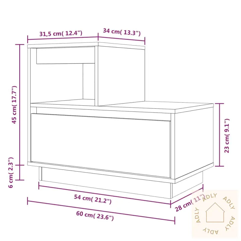 Nattbord 2 Stk 60X34X51 Cm Heltre Furu