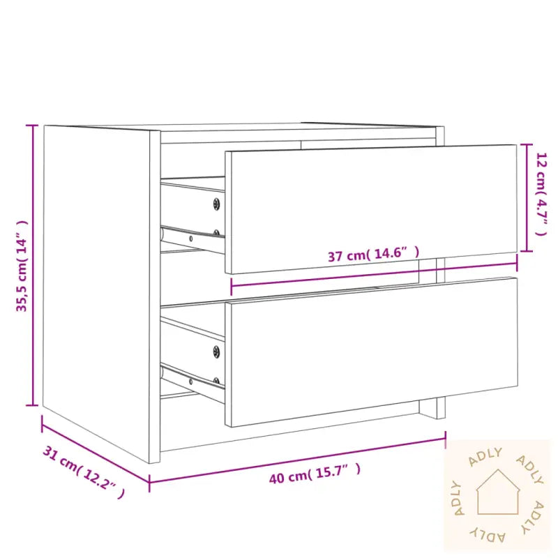Nattbord Hvit 40X31X35,5 Cm Heltre Furu