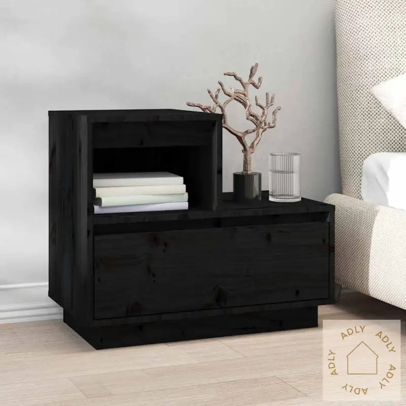 Nattbord 2 Stk Svart 60X34X51 Cm Heltre Furu