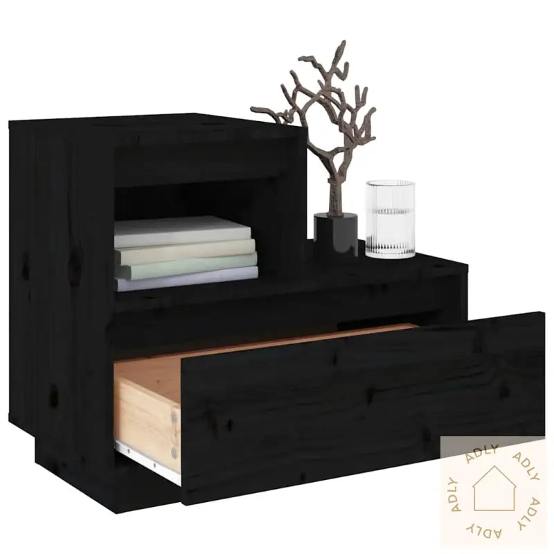 Nattbord 2 Stk Svart 60X34X51 Cm Heltre Furu