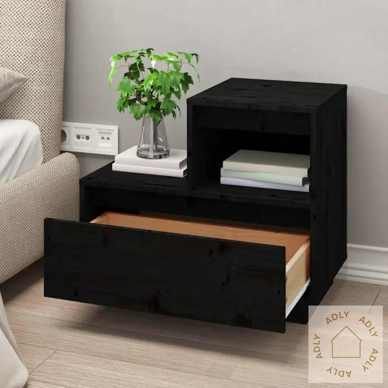Nattbord 2 Stk Svart 60X34X51 Cm Heltre Furu