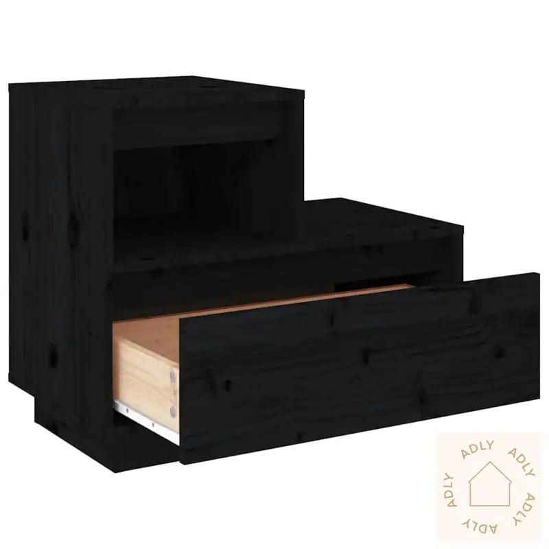 Nattbord 2 Stk Svart 60X34X51 Cm Heltre Furu