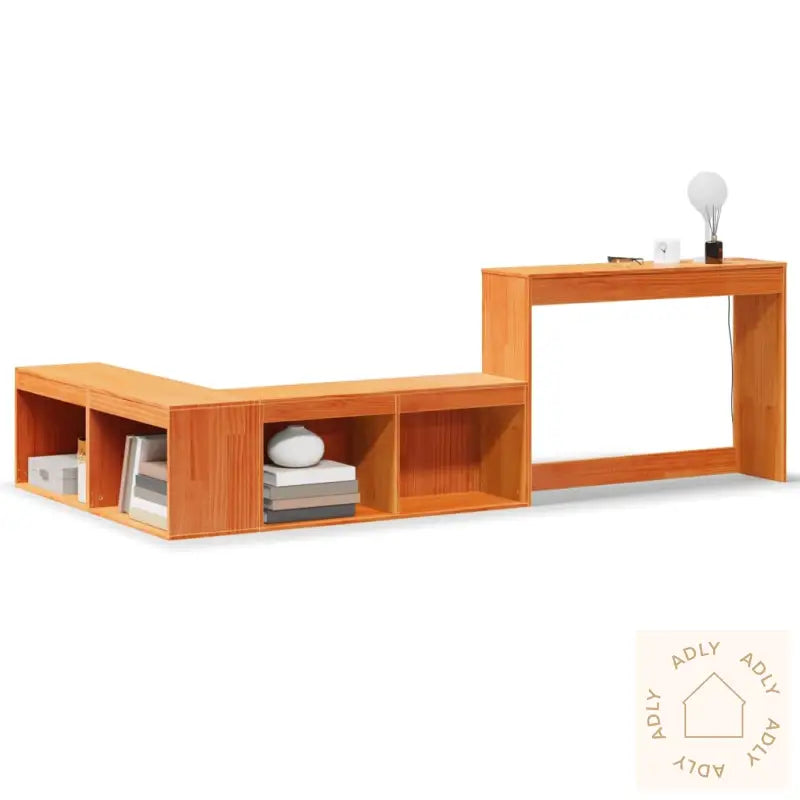 Nattbord Med Skrivebord Voksbrun 222X107X75 Cm Heltre Furu