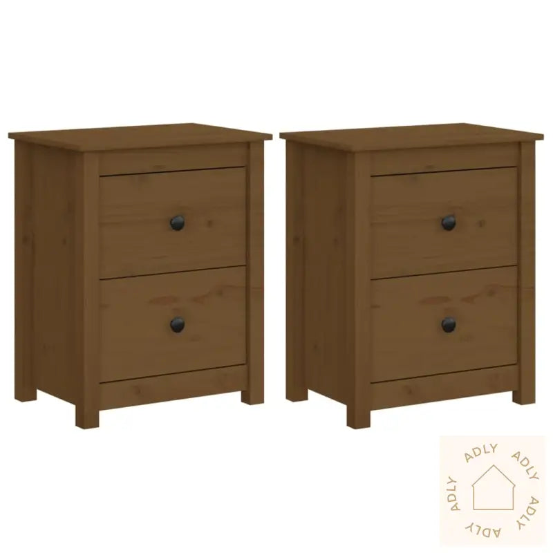 Nattbord 2 Stk Honningbrun 50X35X61,5 Cm Heltre Furu