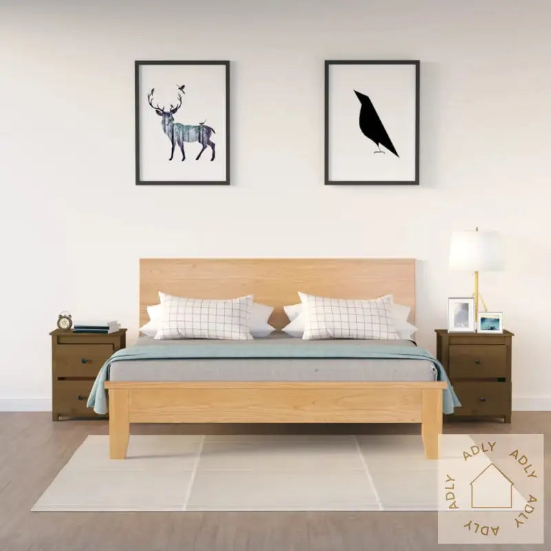 Nattbord 2 Stk Honningbrun 50X35X61,5 Cm Heltre Furu