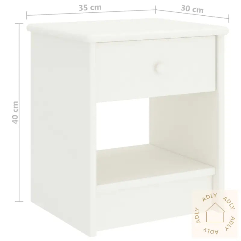 Nattbord Hvit 35X30X40 Cm Heltre Furu