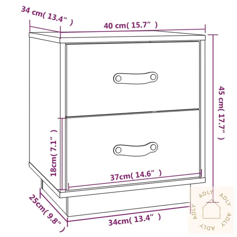   Nattbord 2 Stk Svart 40X34X45 Cm Heltre Furu