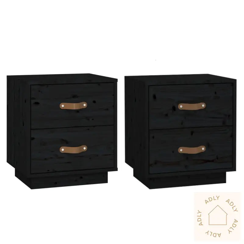   Nattbord 2 Stk Svart 40X34X45 Cm Heltre Furu