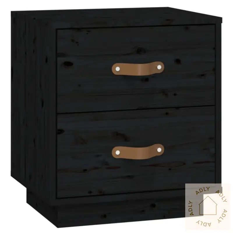   Nattbord 2 Stk Svart 40X34X45 Cm Heltre Furu
