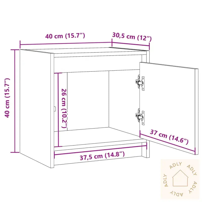 Nattbord Hvit 40X30,5X40 Cm Heltre Furu