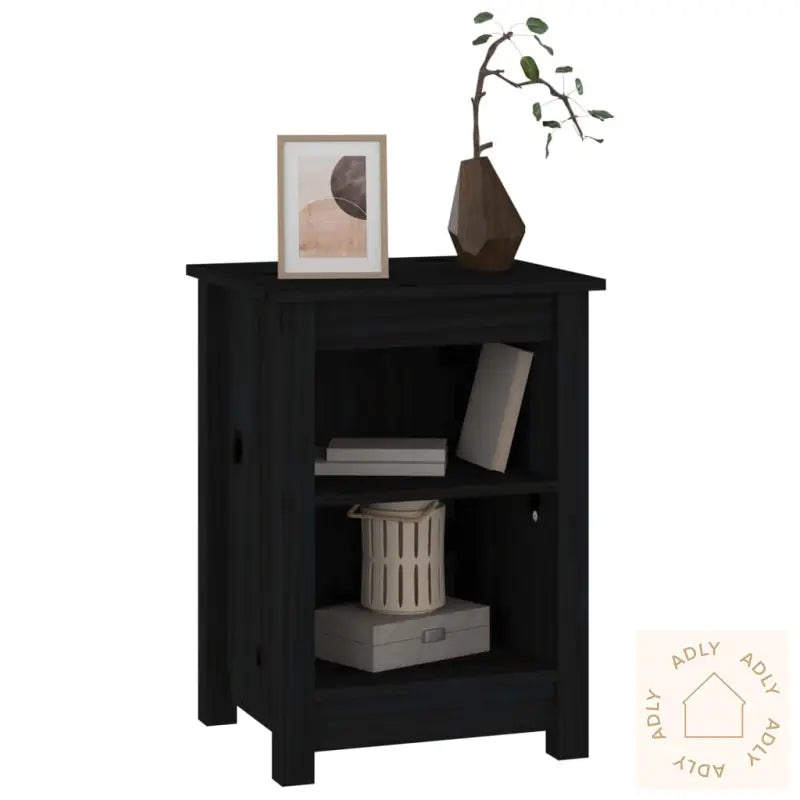 Nattbord Svart 40X35X55 Cm Heltre Furu