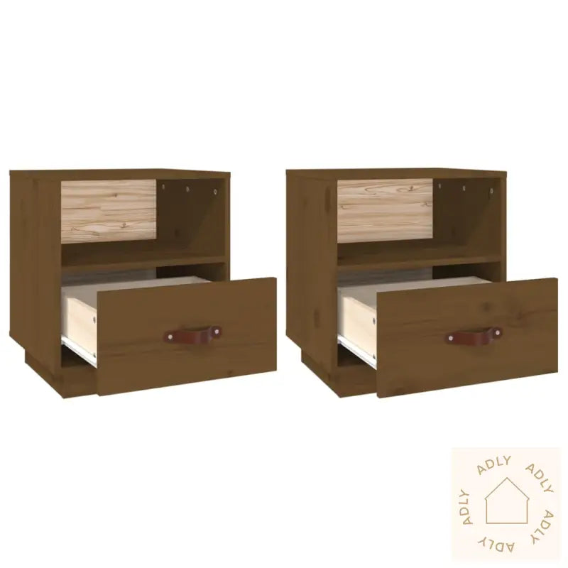 Nattbord 2 Stk Honningbrun 40X34X45 Cm Heltre Furu